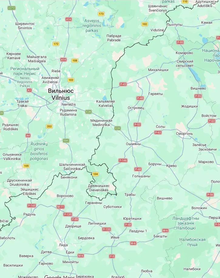 Lokalizacja KSUP „Prigraniczny” Mapa lokalizacji przedsiębiorstwa KSUP „Prigraniczny” w rejonie oszmiańskim obwodu grodzieńskiego.